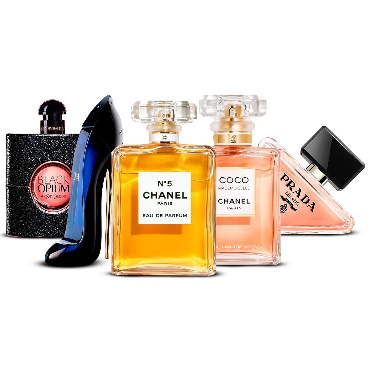 Zestaw 5 perfum: Black Opium, Good Girl, Chanel N°5, Coco Mademoiselle, Paradoxe 100ml